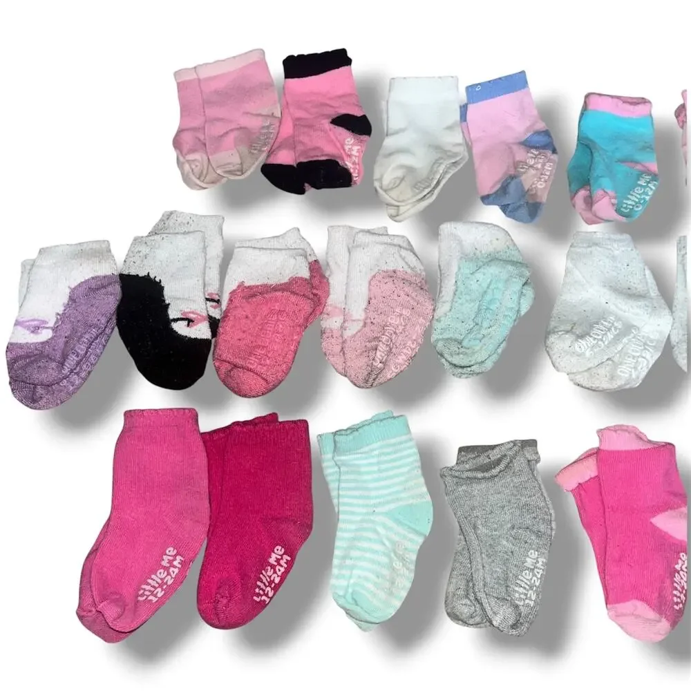 Multi-Brand Baby Girl Sock Lot (25 Pairs) | Sizes 0-24 Months